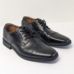Clarks Tilden Cap Oxford Shoe, Black, Mens 7.5 M
